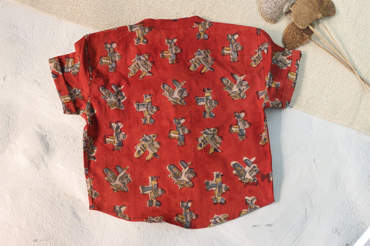 Bagru Maroon Plane Shirt