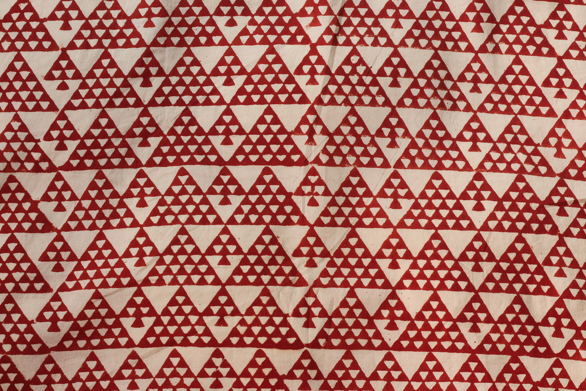 Fabric -Maroon Triangle Bagru Base