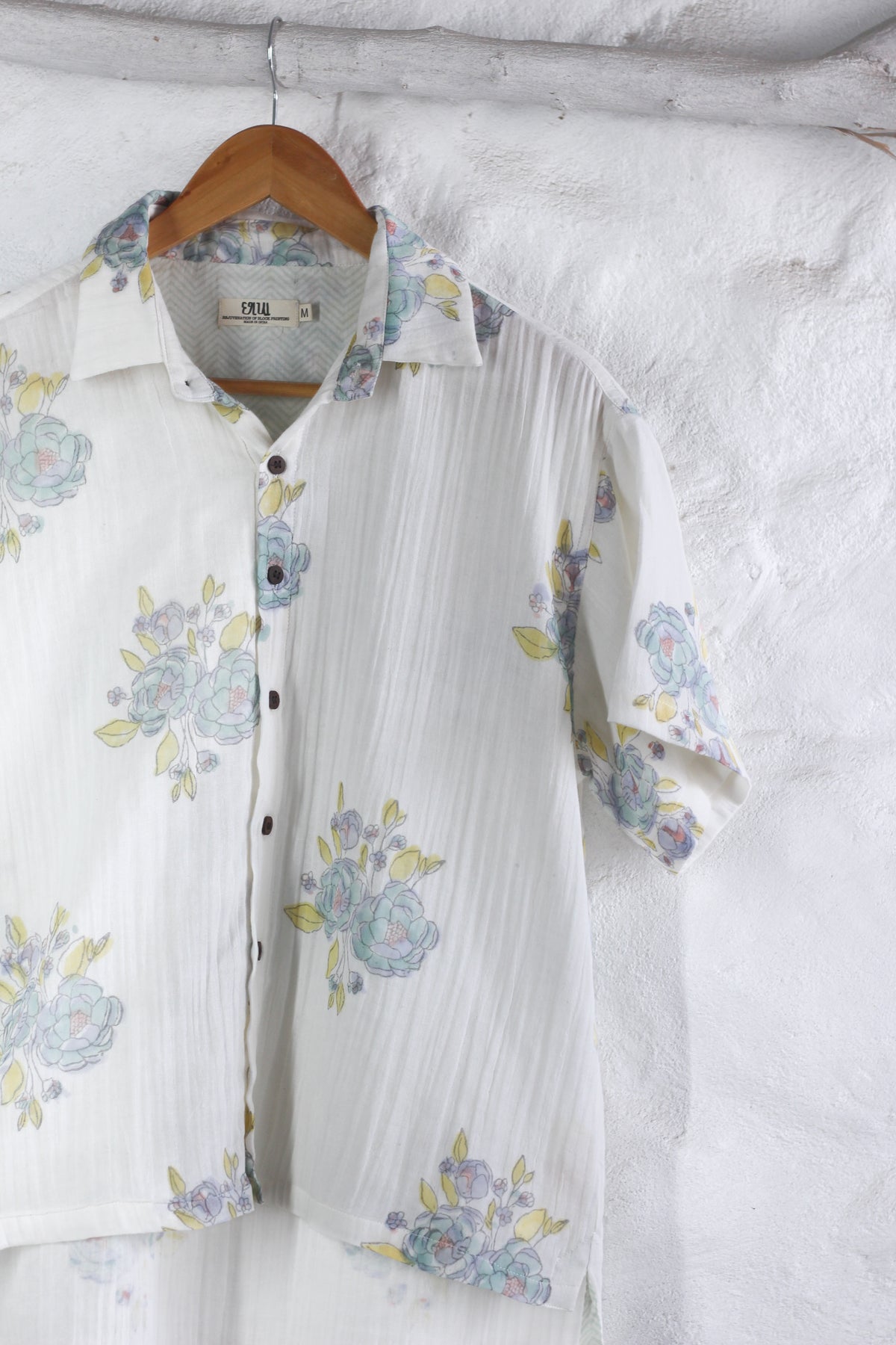 White Gulab Butta Muslin Shirt