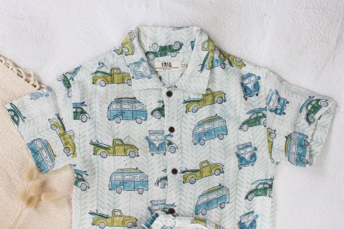 CAMPER VAN MUSLIN SHIRT & SHORT SET