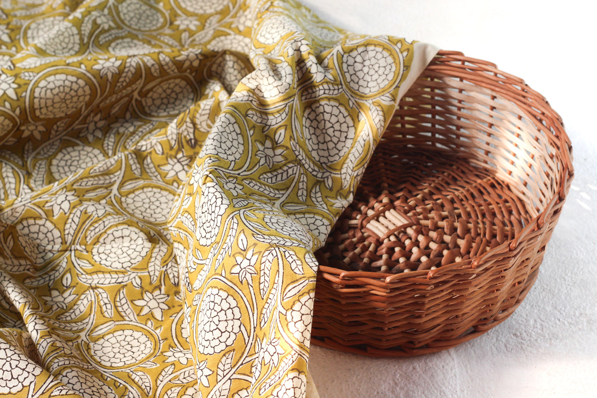 Fabric -Khakhi Floral Jaal