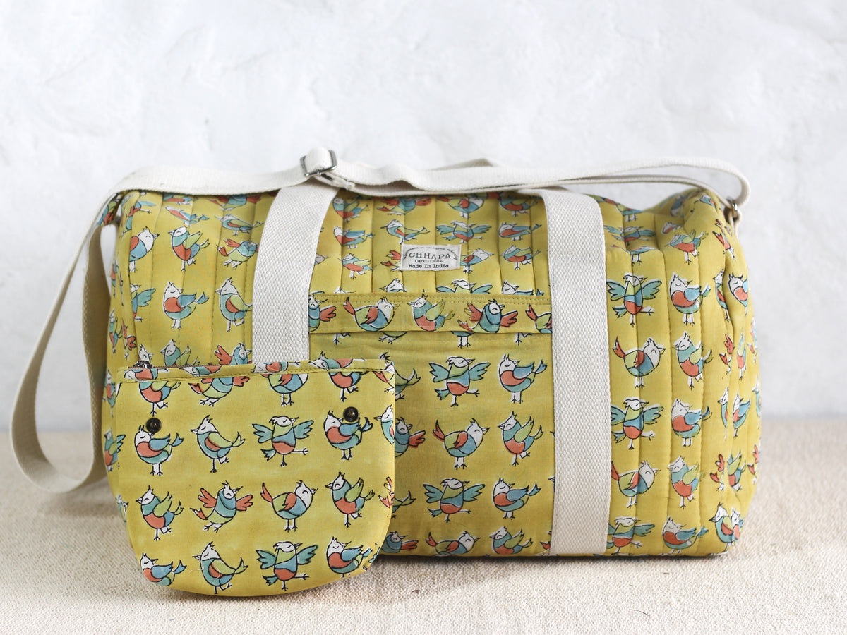 Yellow Birdie Duffle Bag