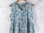 Skyblue Chevron with Mushroom Kurta set