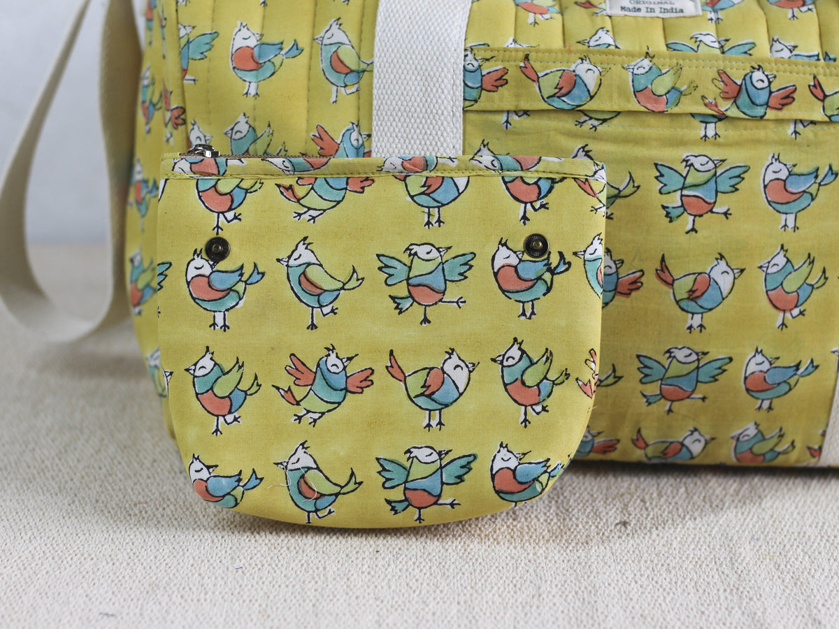 Yellow Birdie Duffle Bag