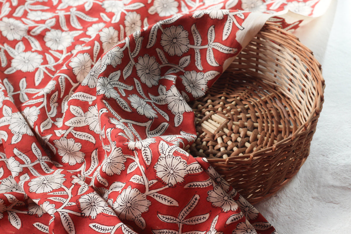 Fabric -Maroon Flower Jaal