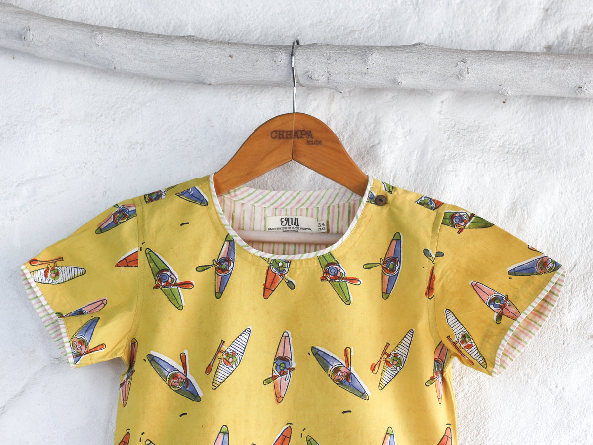 KIDS YELLOW KAYAK SHIRT & SHORT SET