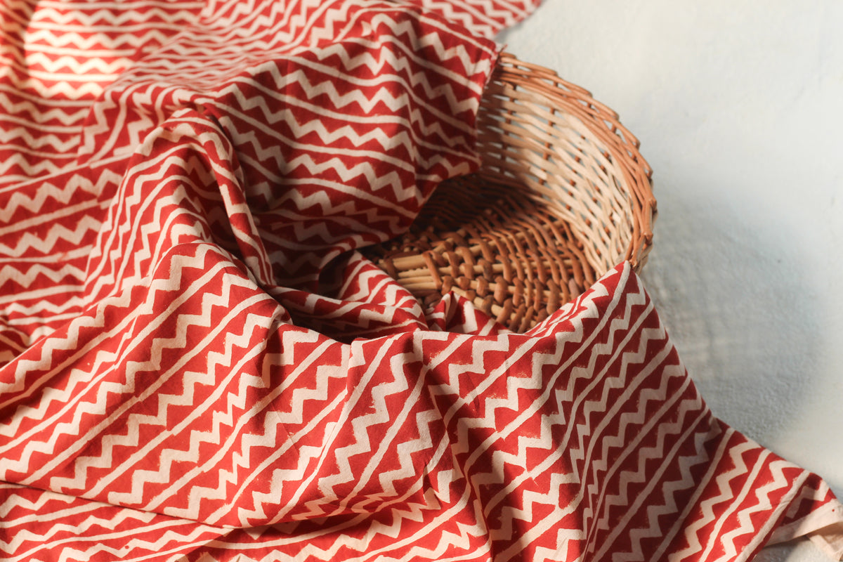 Fabric - Maroon Bagru Chevron