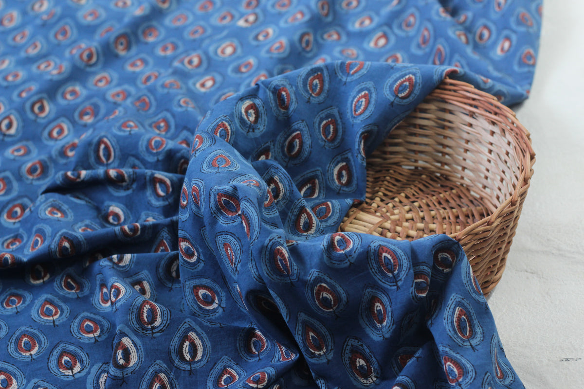 Fabric -Indigo Maroon Patti