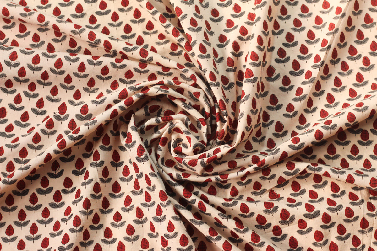 Fabric -Off-white Maroon Butti