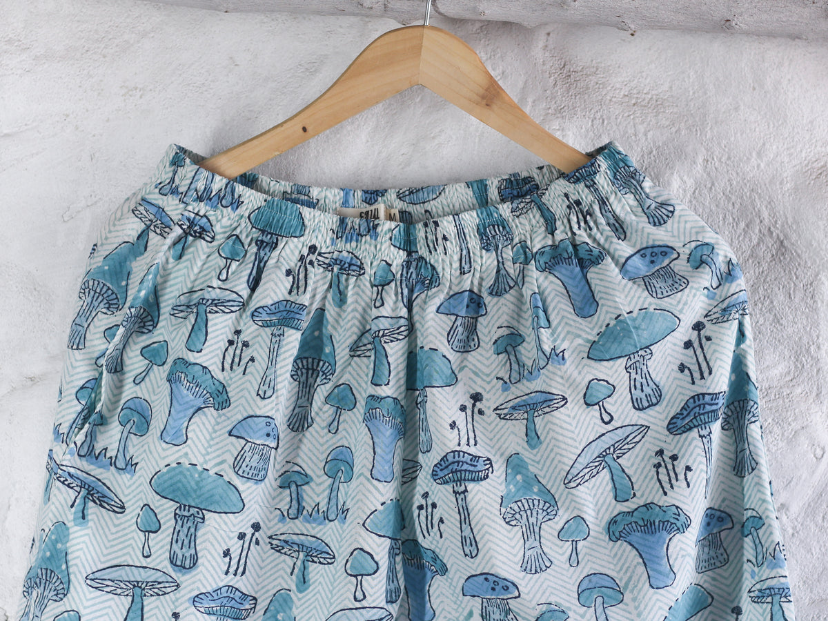 Skyblue Chevron with Mushroom Kurta set