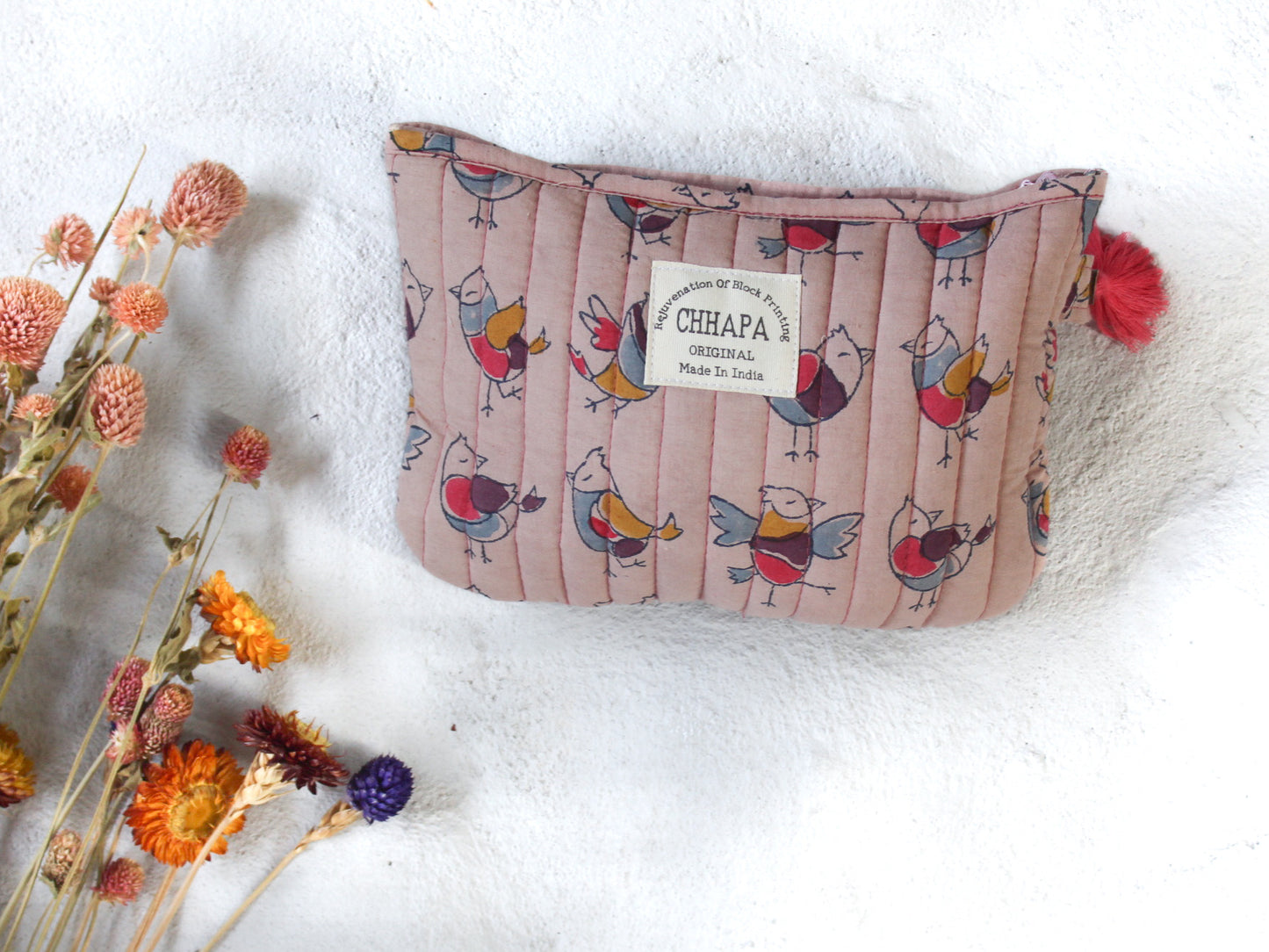 ROSE PINK BIRDIE POUCH
