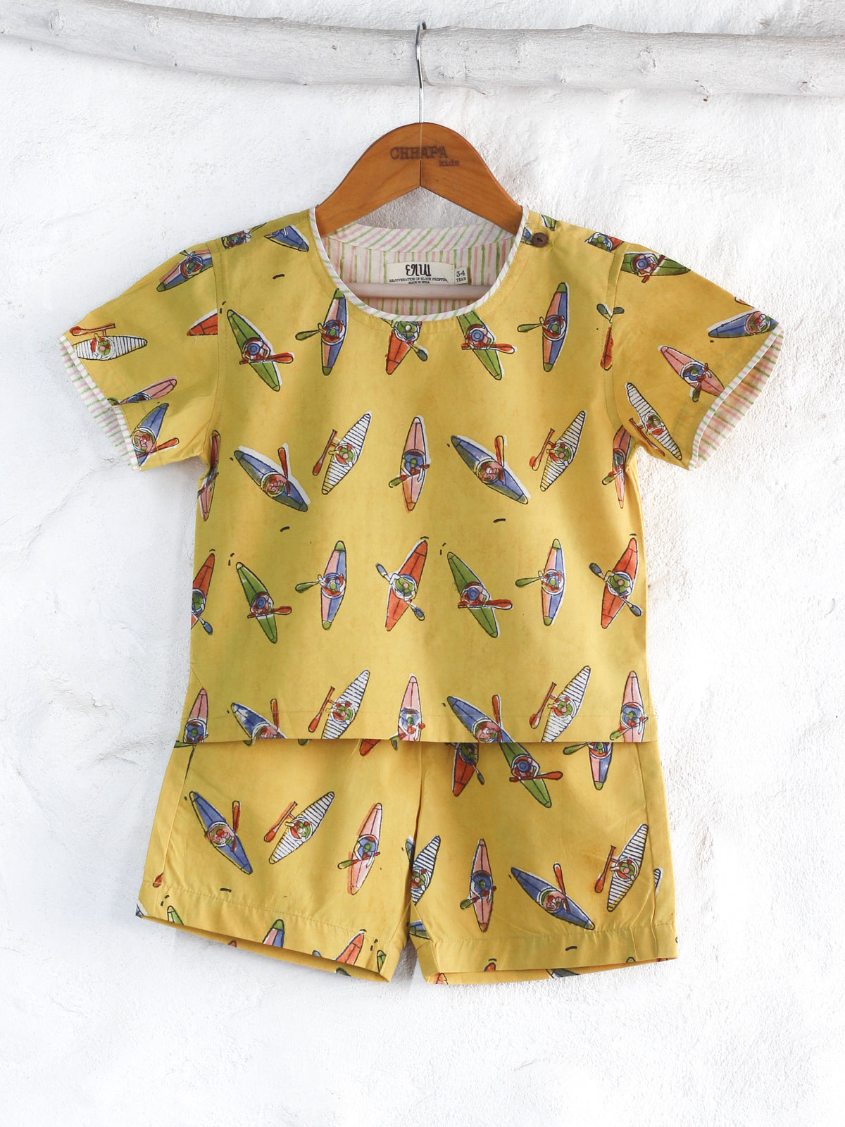 KIDS YELLOW KAYAK SHIRT & SHORT SET