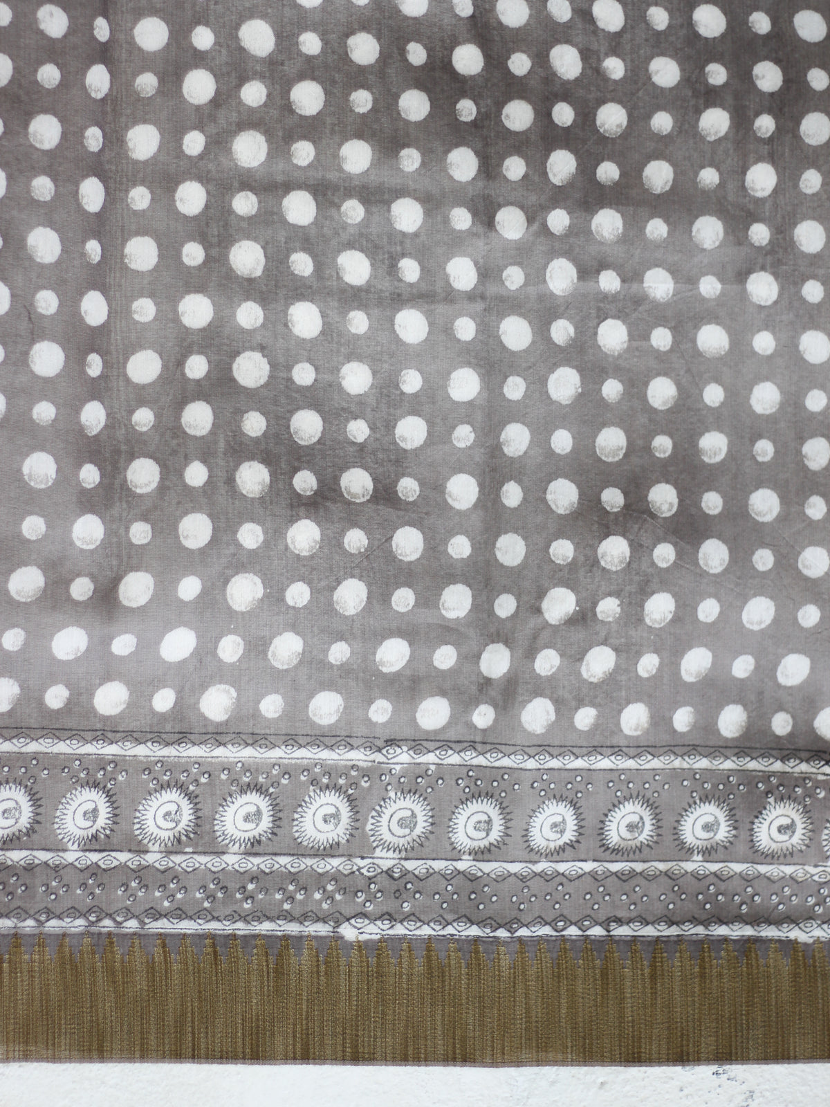 Krishna Jaal in Gray - Chanderi Saree