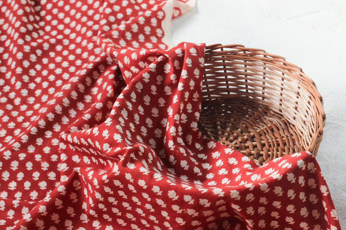 Fabric -Maroon Bagru Butti