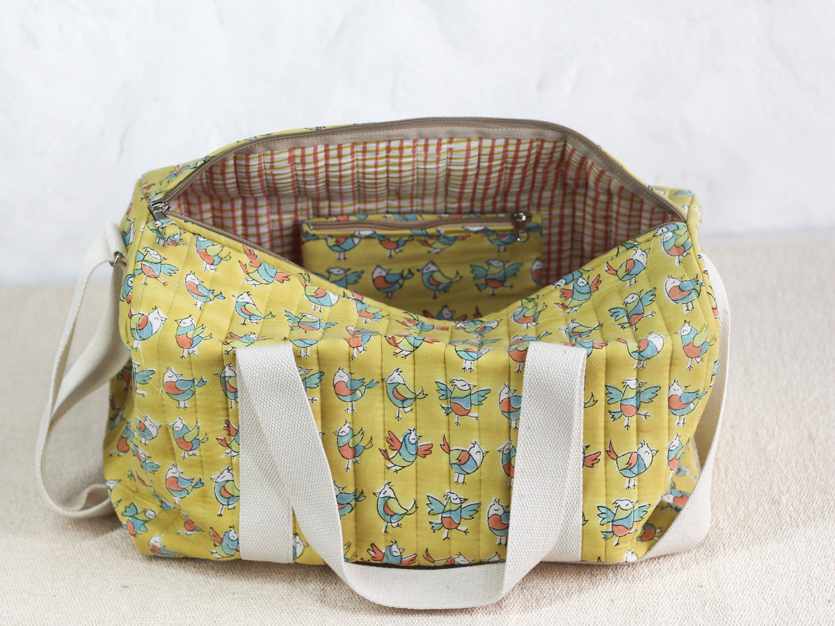 Yellow Birdie Duffle Bag