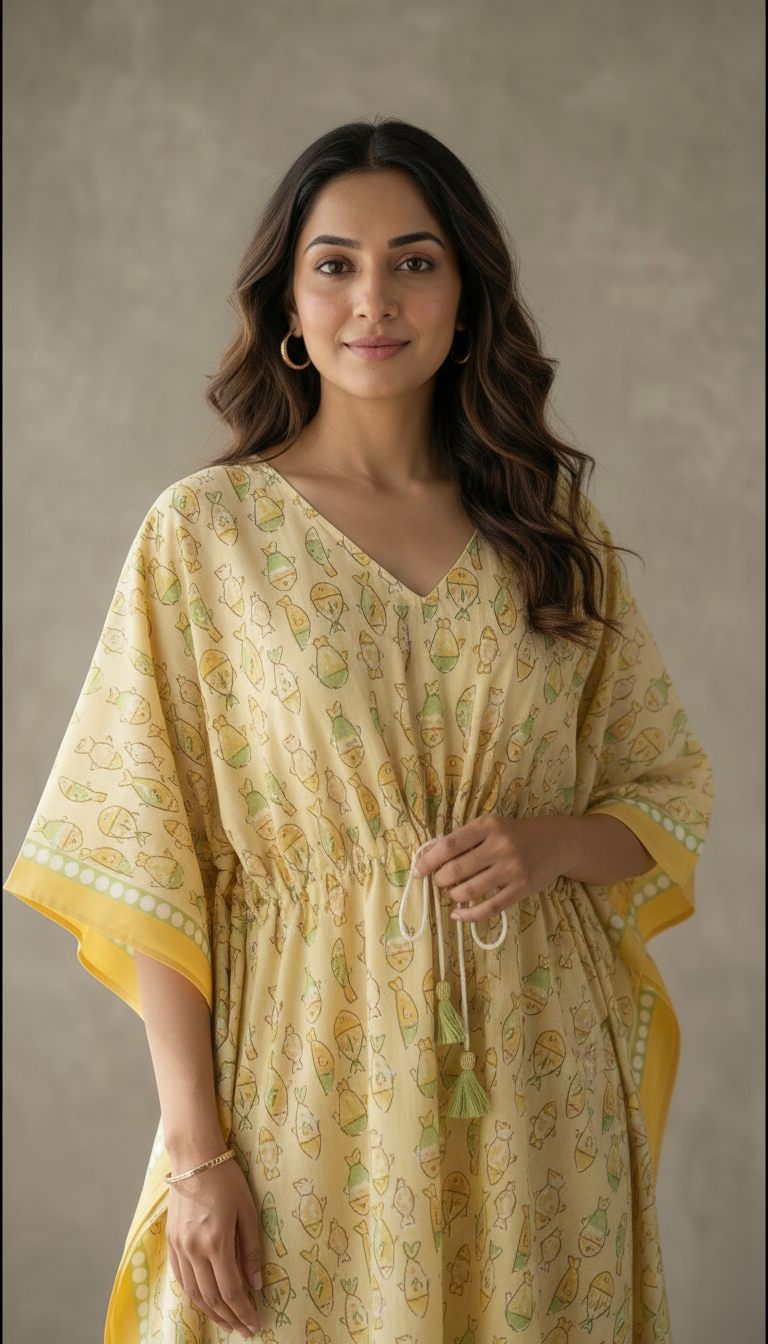 Kaftan- Fish in Yellow