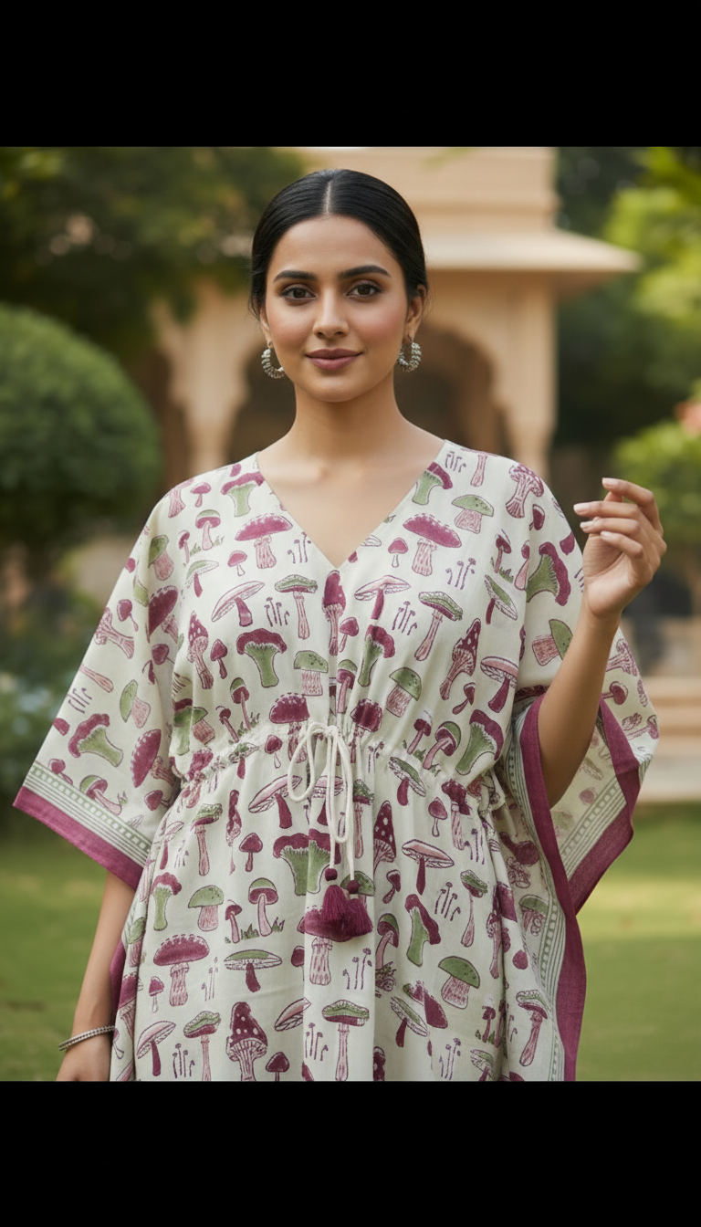 Kaftan- Mushroom in Pistachio Green