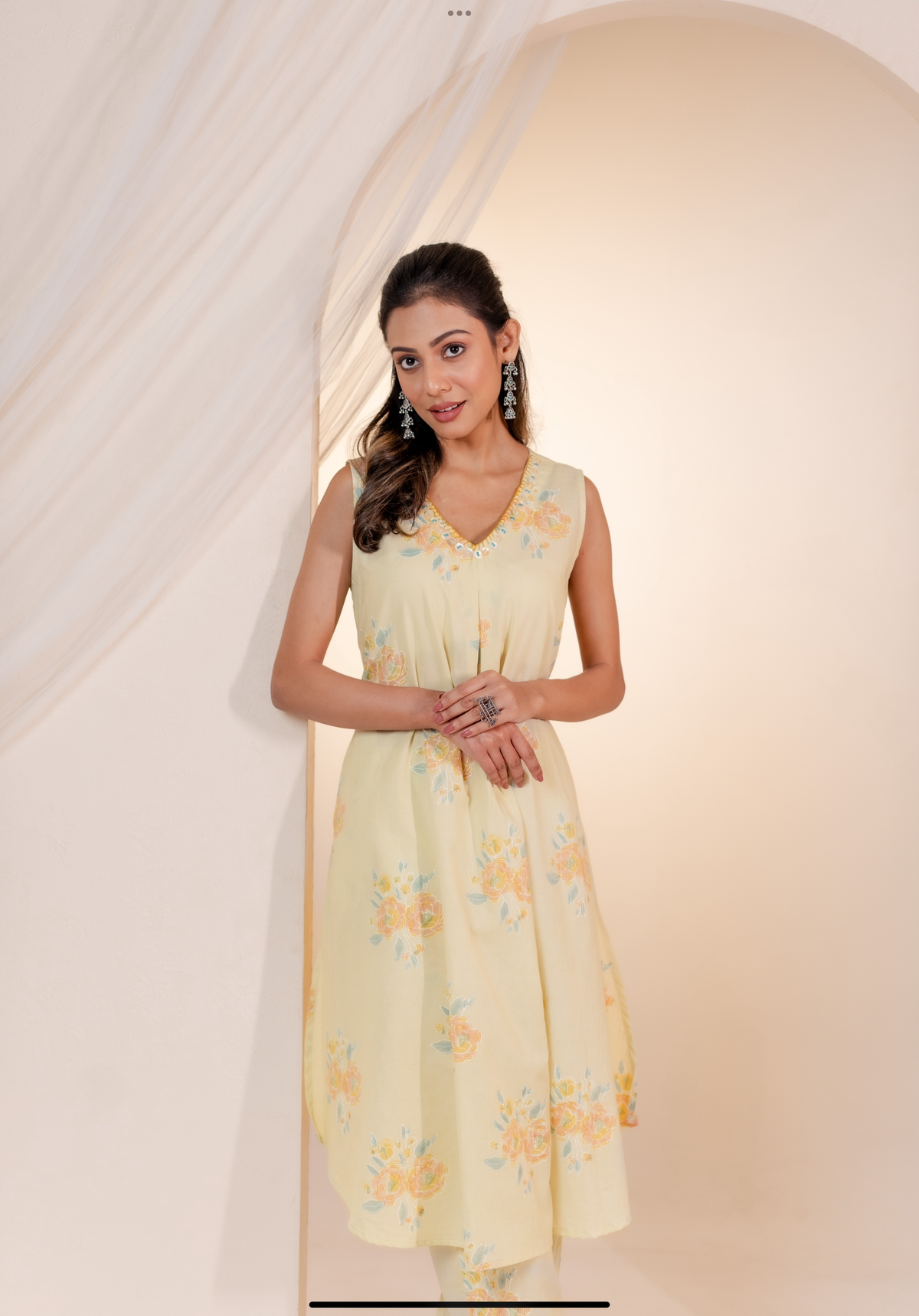 Yellow Gulab Butta Kurta set