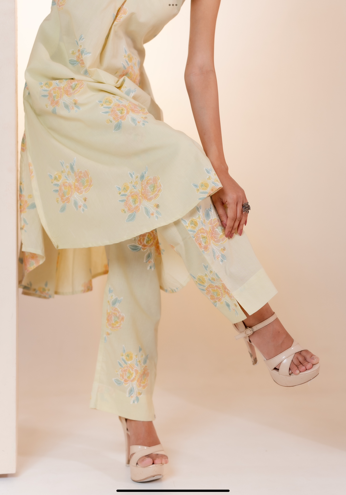 Yellow Gulab Butta Kurta set