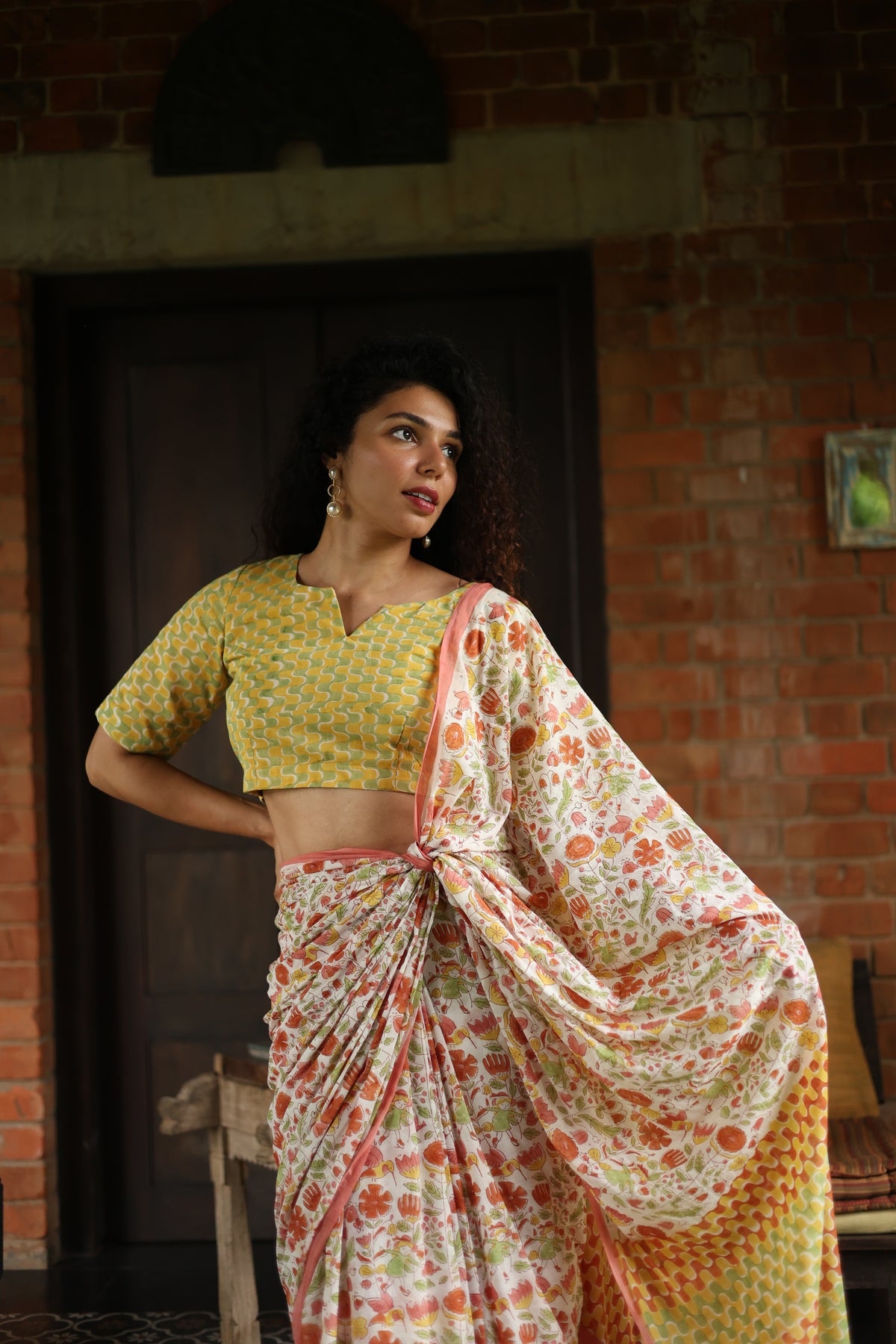 GIRL IN A GARDEN– Mul Cotton Saree