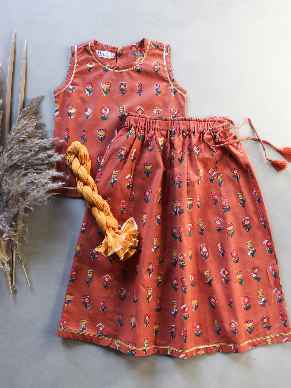 KIDS CHANIYA CHOLIKUSUM IN RUST ORANGE