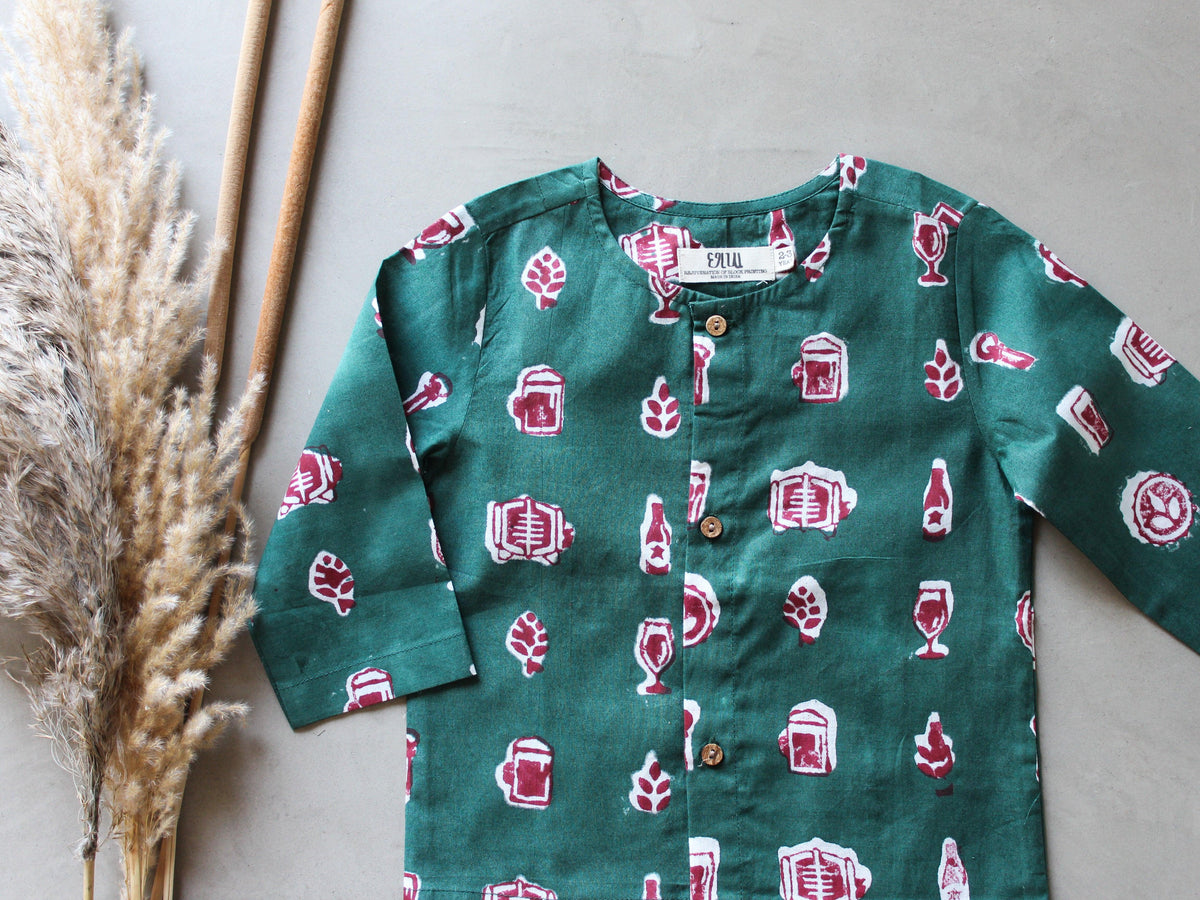 Green Kurta Shirt - CHHAPA