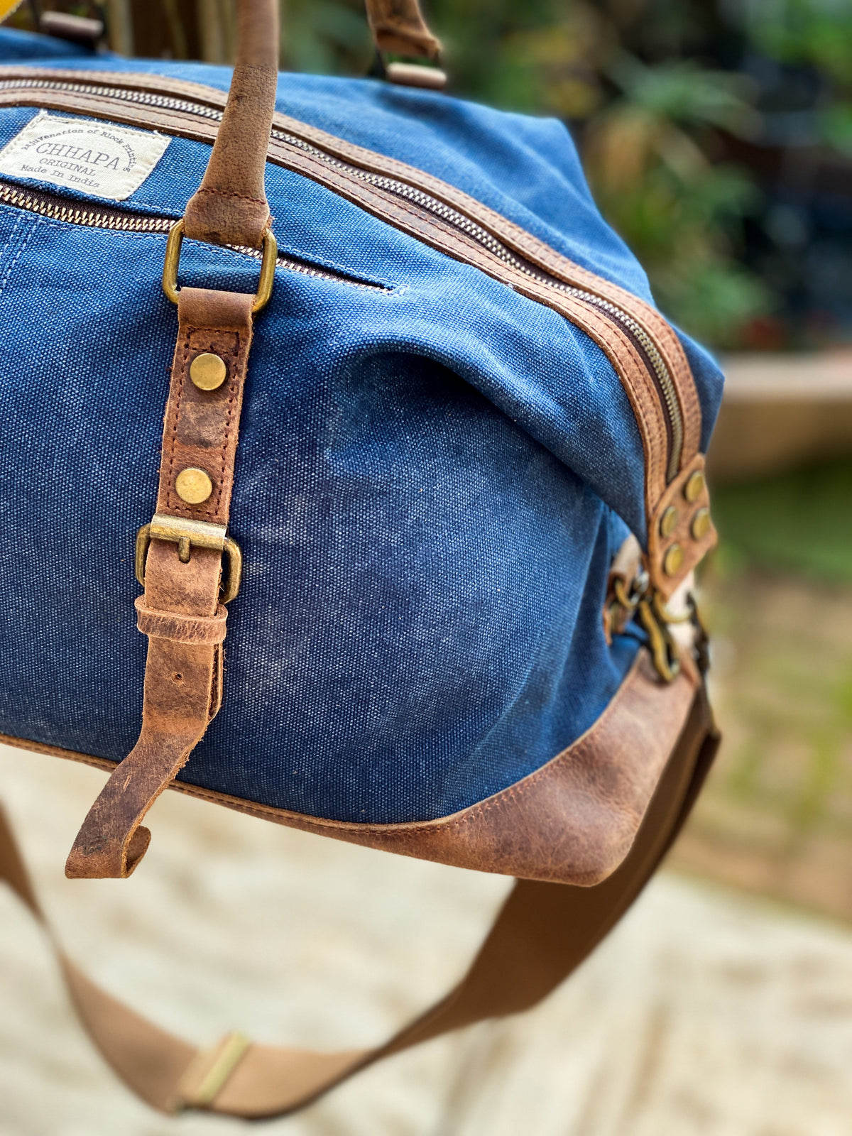 Canvas Leather Indigo Duffle Bag - CHHAPA