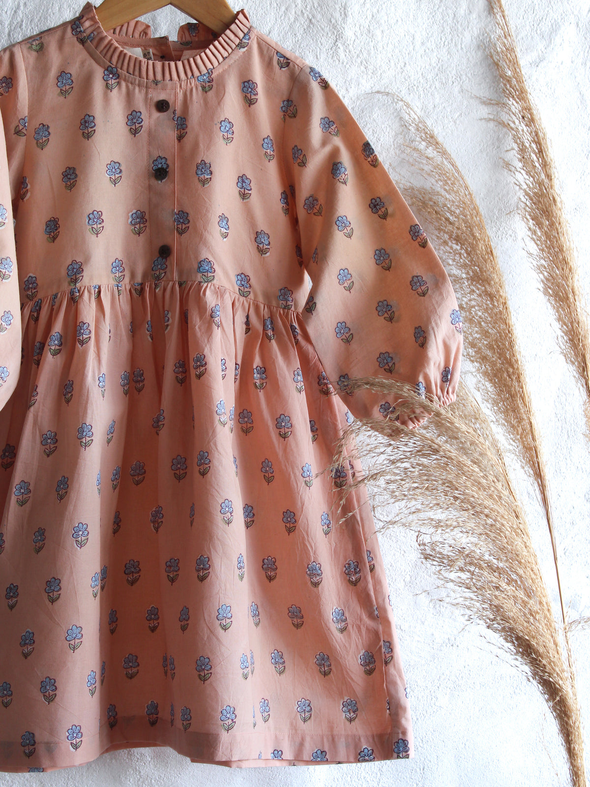 Peach Flower Butti Dress