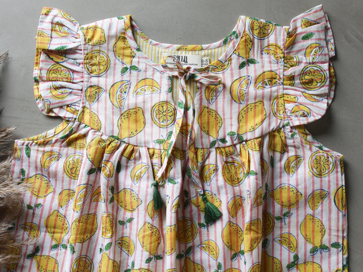 White & Pink Lemon Dress - CHHAPA