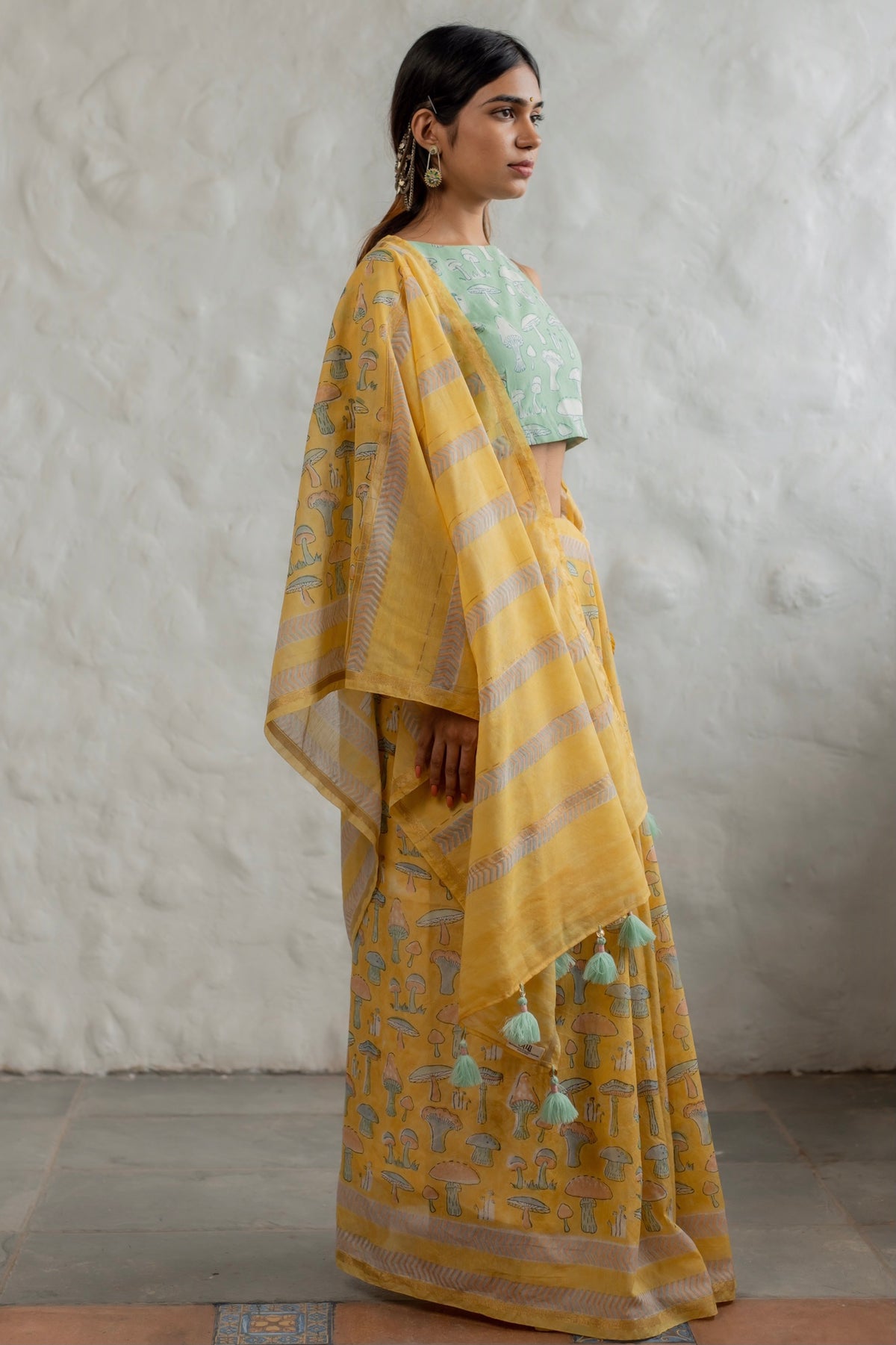 SUNSHINE MUSHROOM - Chanderi Saree