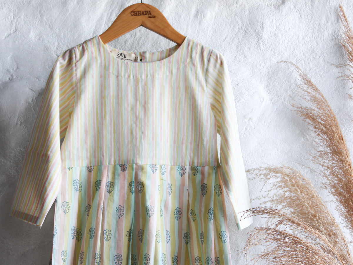 Pastel Striped Flower Dress