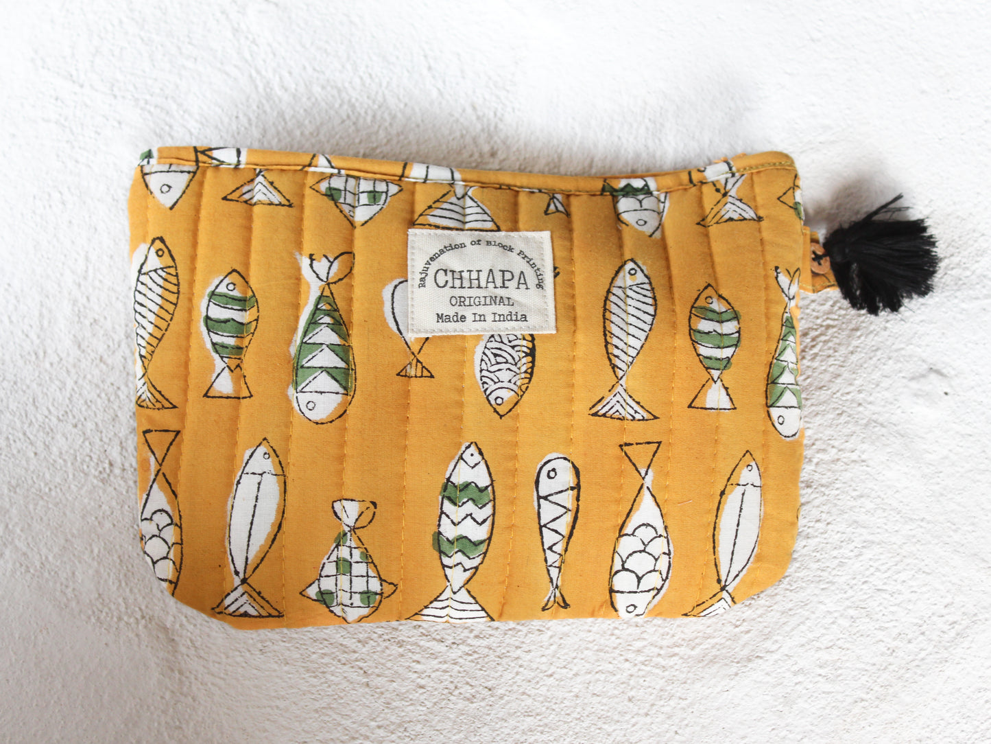 MUSTARD YELLOW FISH POUCH
