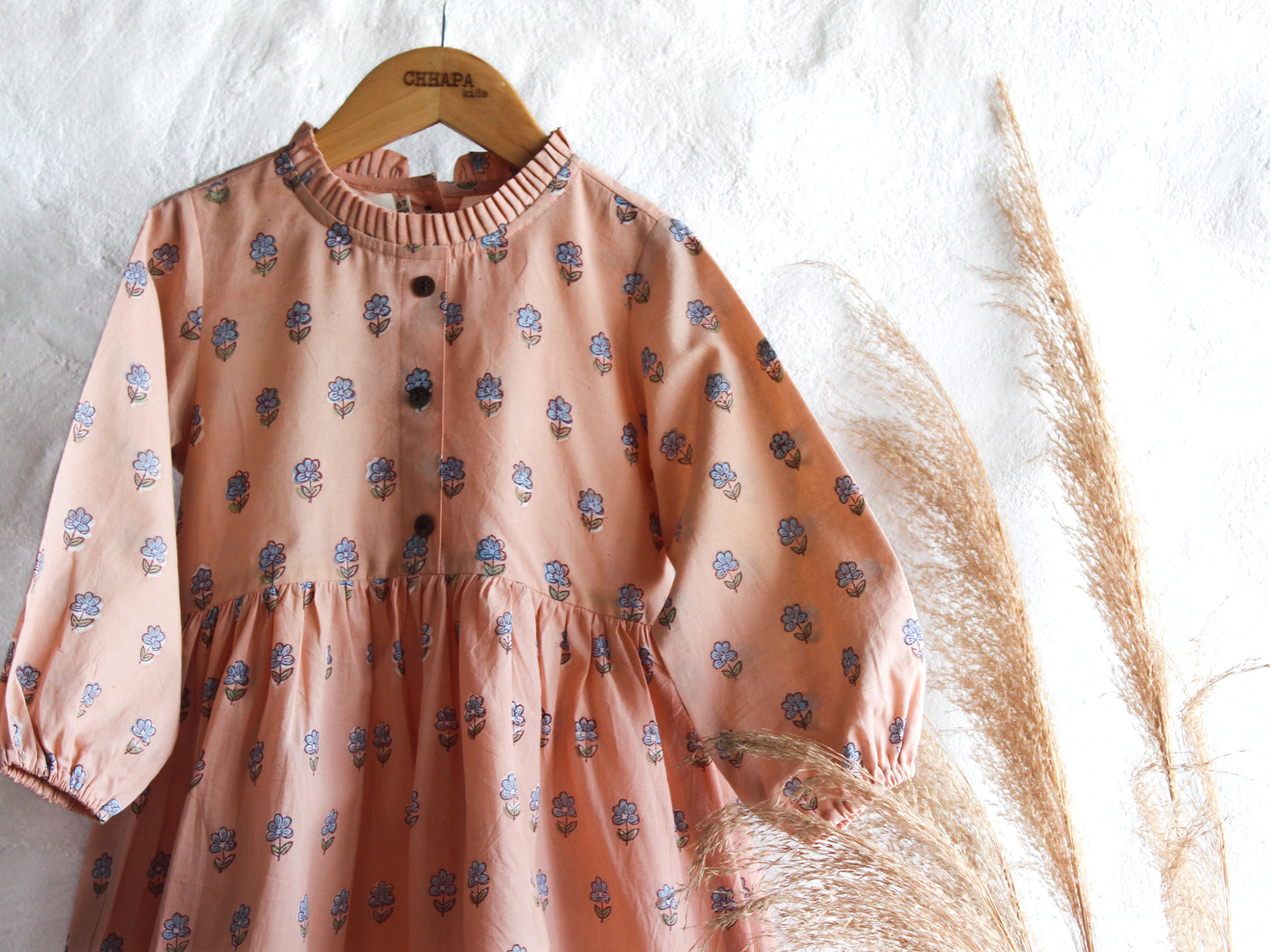 Peach Flower Butti Dress