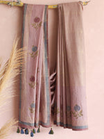 SAREE -Gold Foil Printed Rose Pink Saree - CHHAPA
