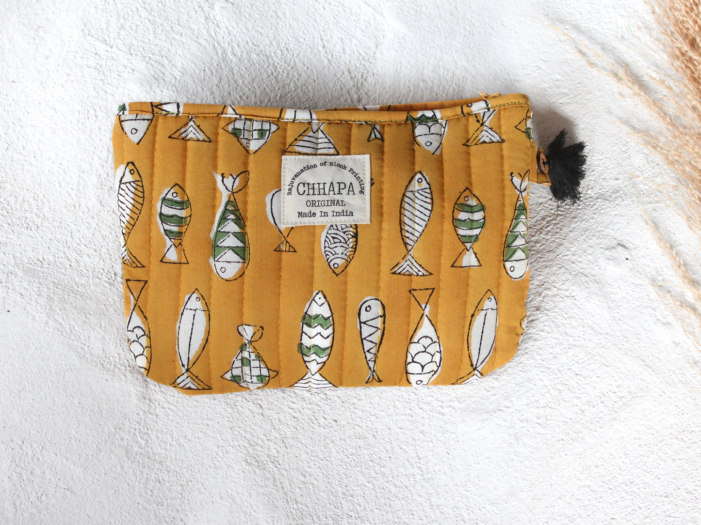 MUSTARD YELLOW FISH POUCH