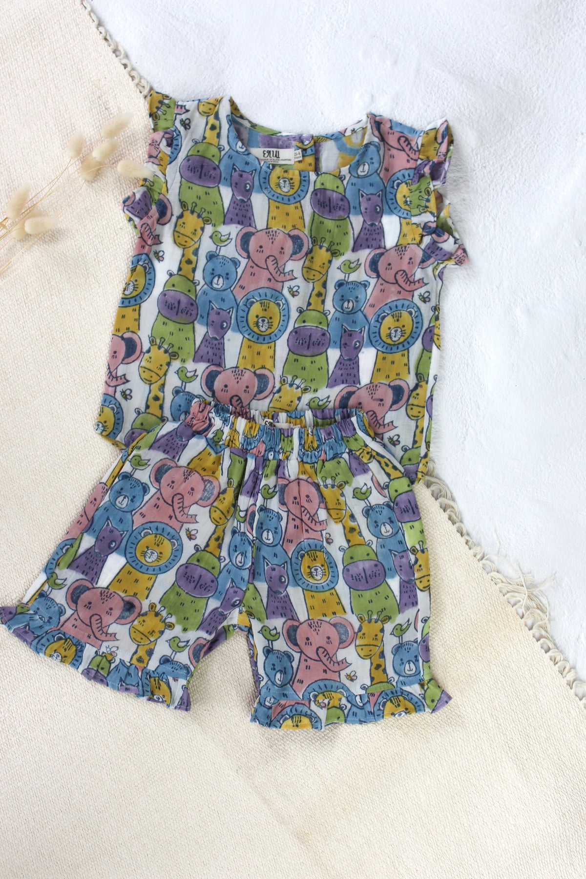 FUN ANIMALS MUSLIN TOP & SHORT SET