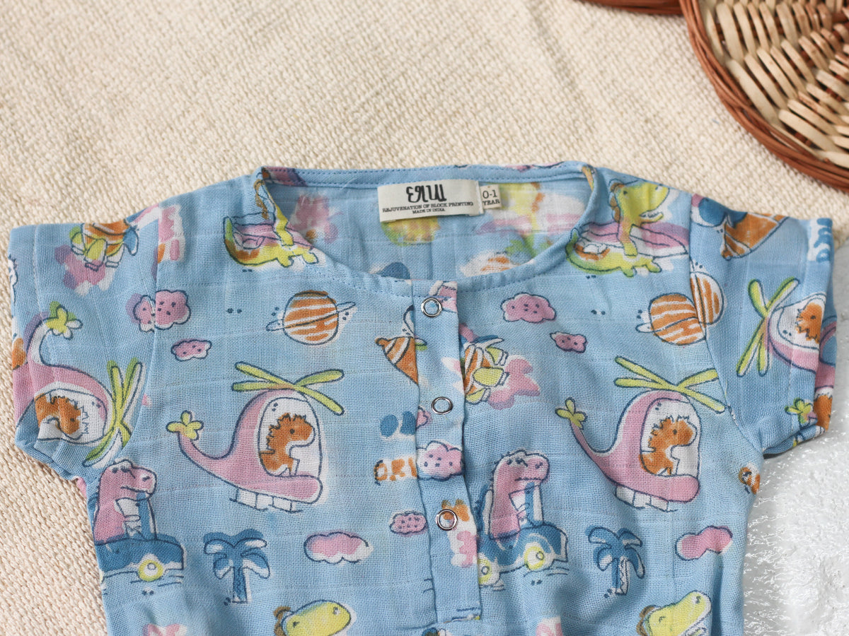BABY DINO MUSLIN ROMPER