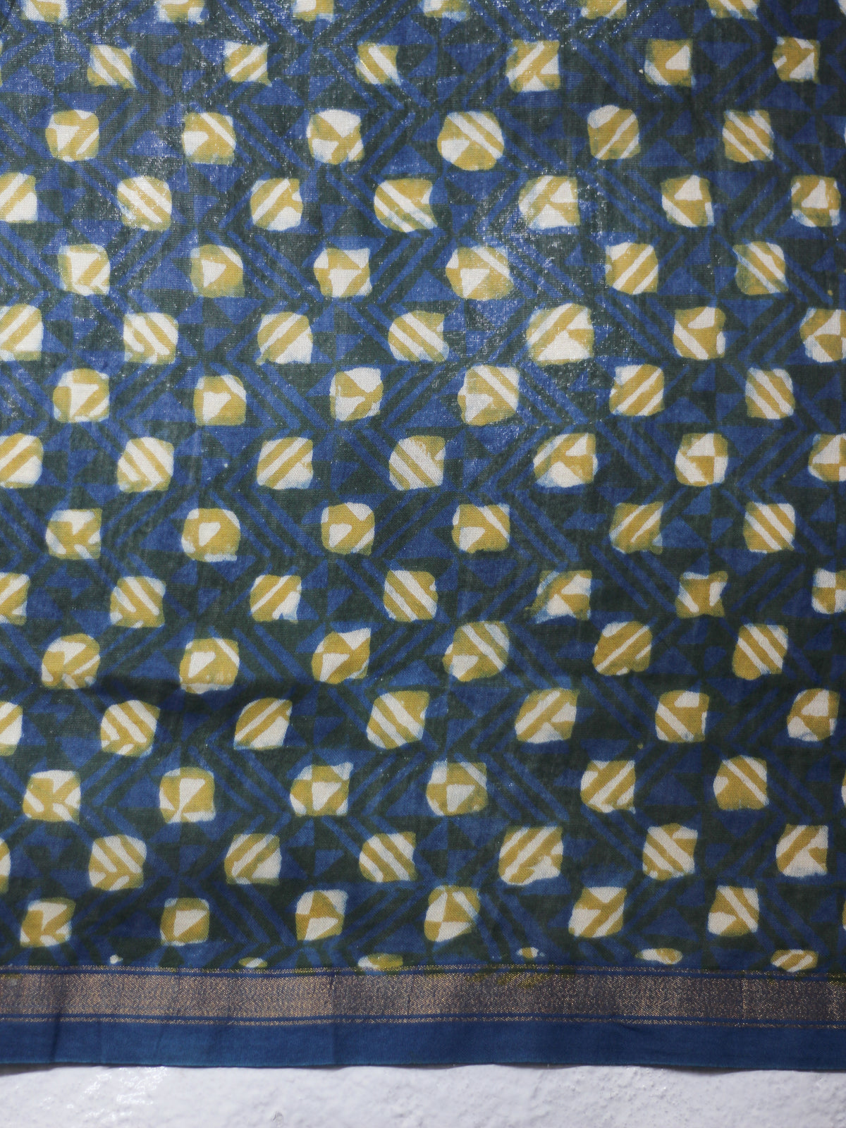 Bagru Natural Indigo Green-Chanderi Saree