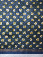 Bagru Natural Indigo Green-Chanderi Saree
