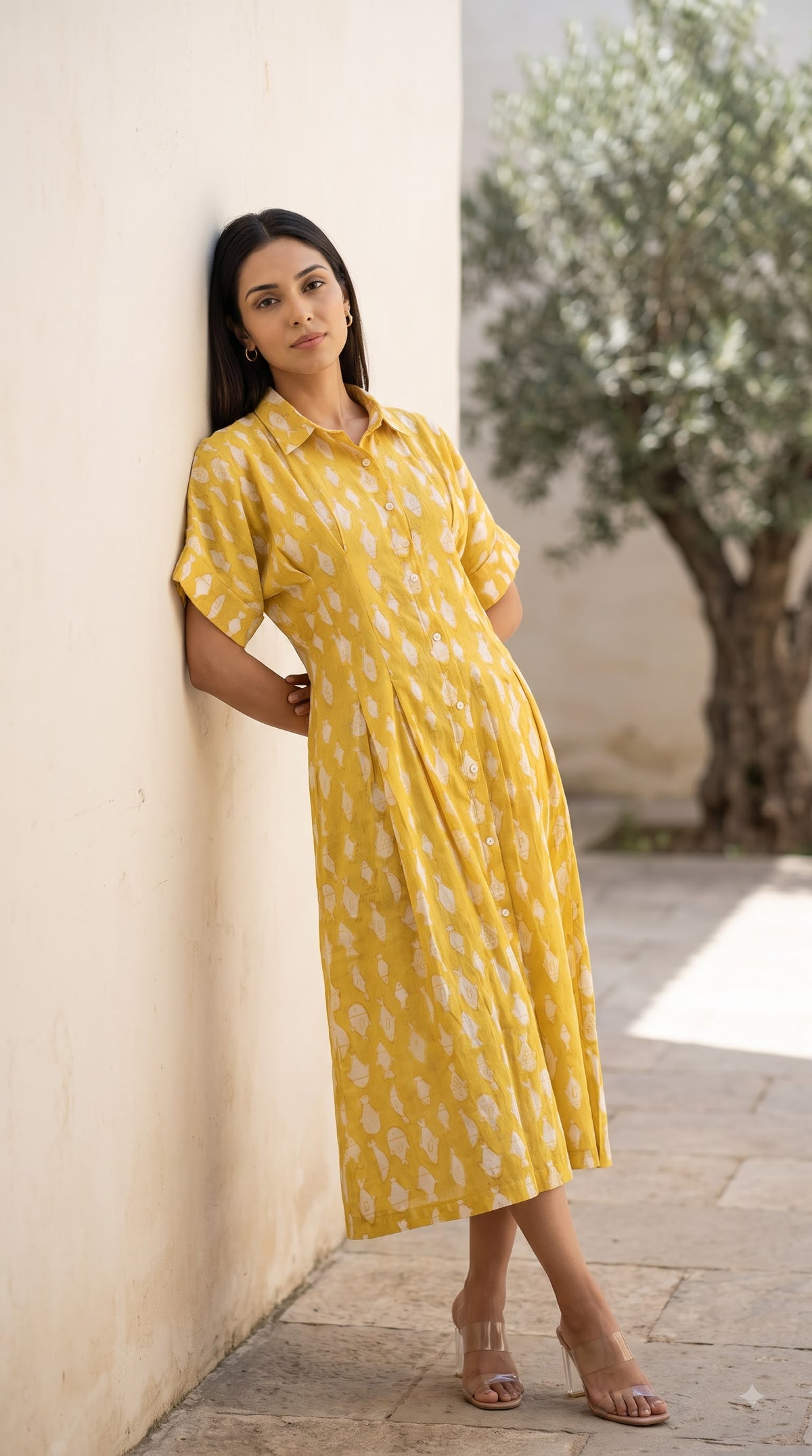 Golden Yellow Fish Collar Dress