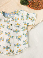KIDS PLANE MUSLIN SHIRT & SHORT SET