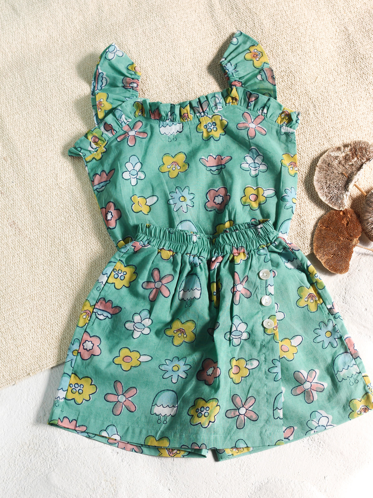 Mint Flower Top & Skort Set