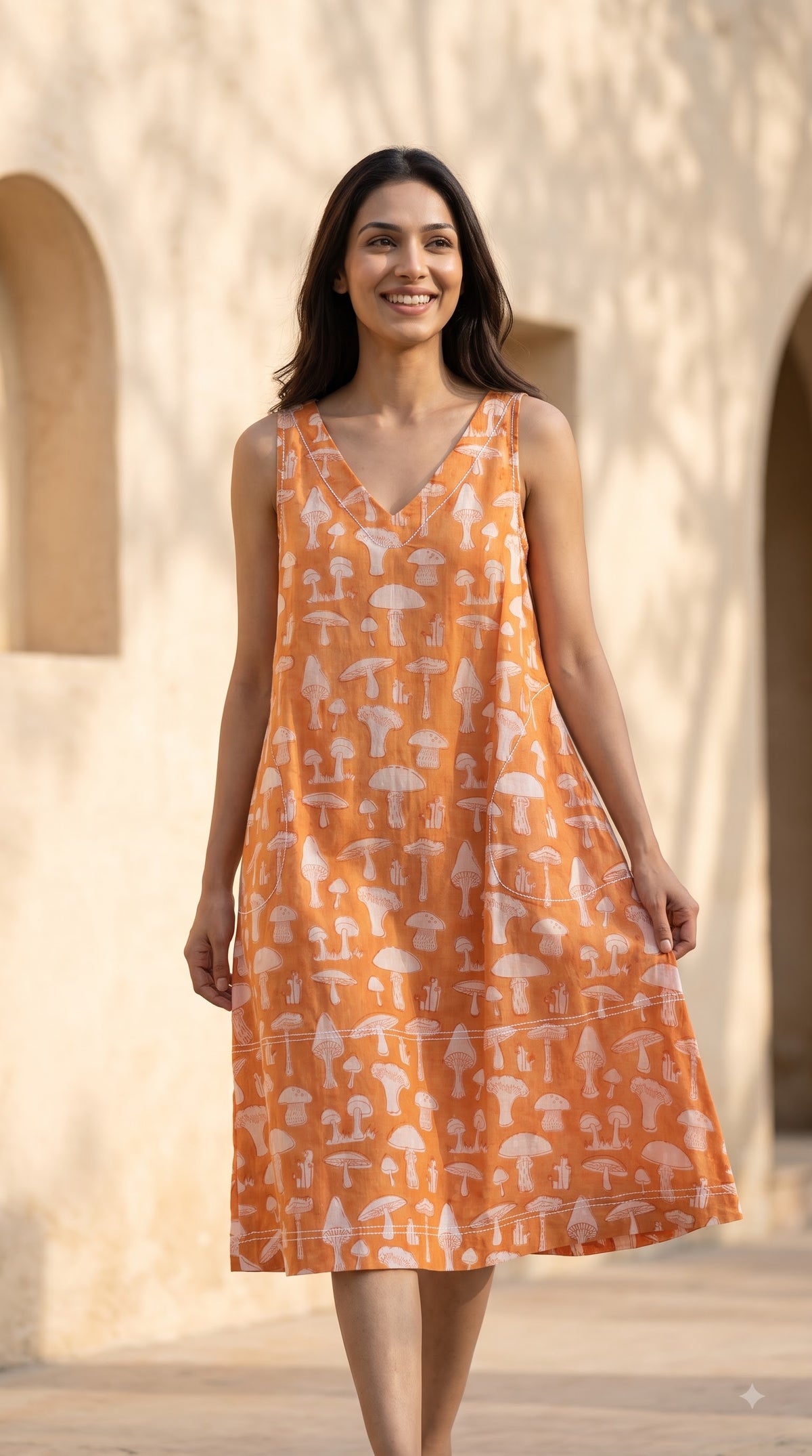 Coral Orange Mushroom Dress