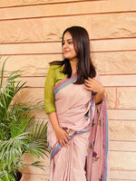 GOLD FOIL PRINTED ROSE PINK - Mul Cotton Saree