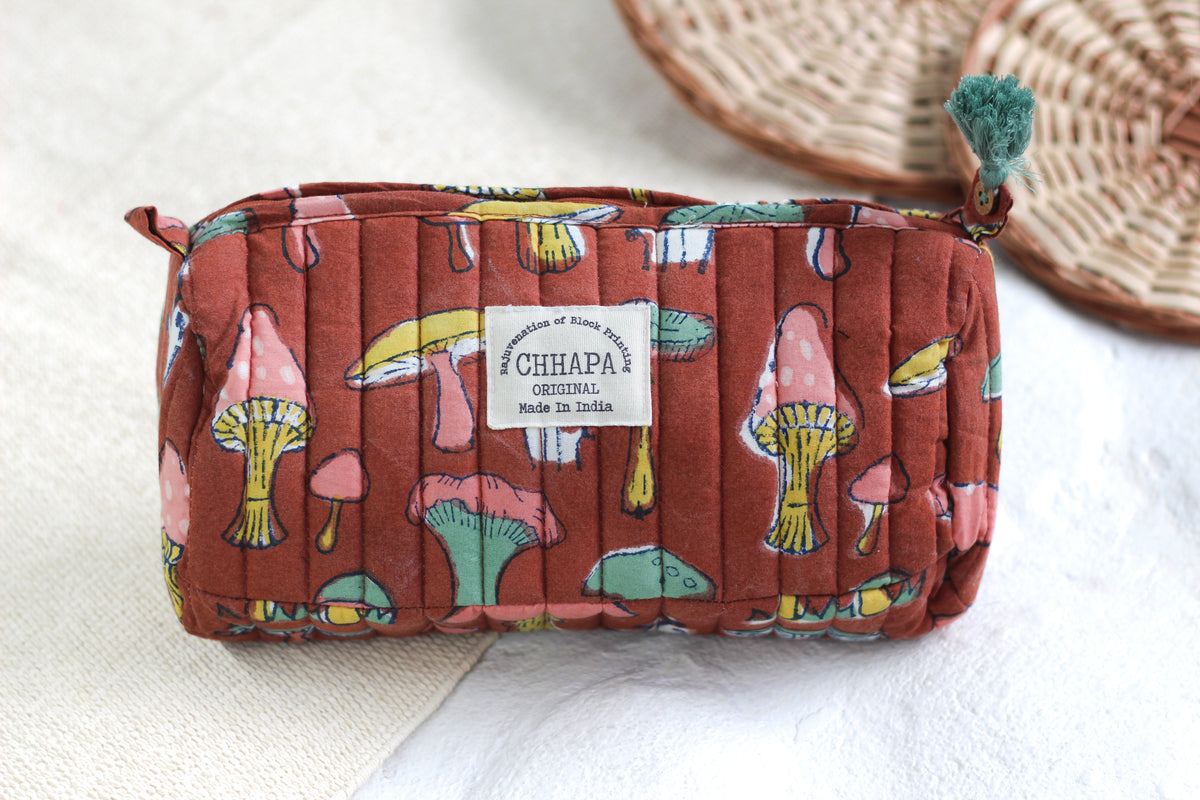 RUST ORANGE MUSHROOM POUCH