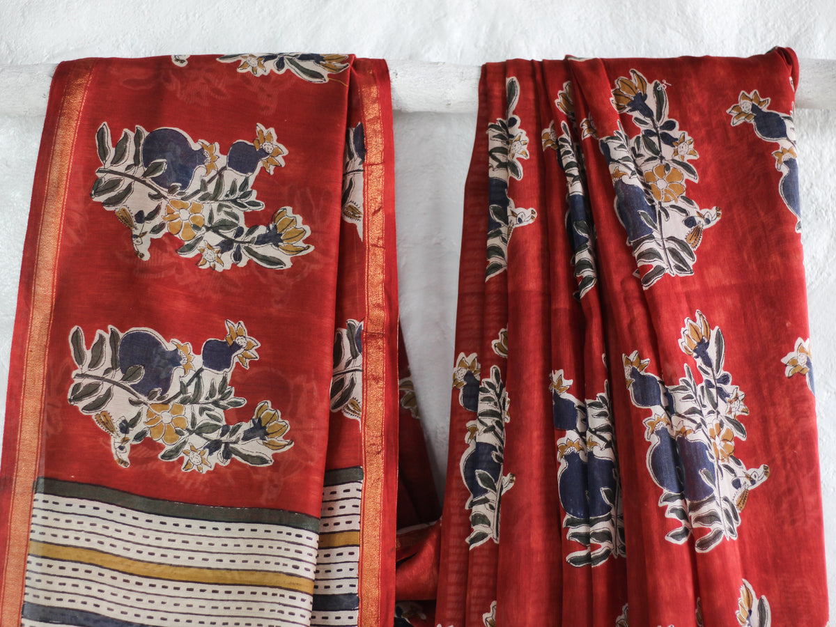 Maroon Anar Butta -Chanderi Saree