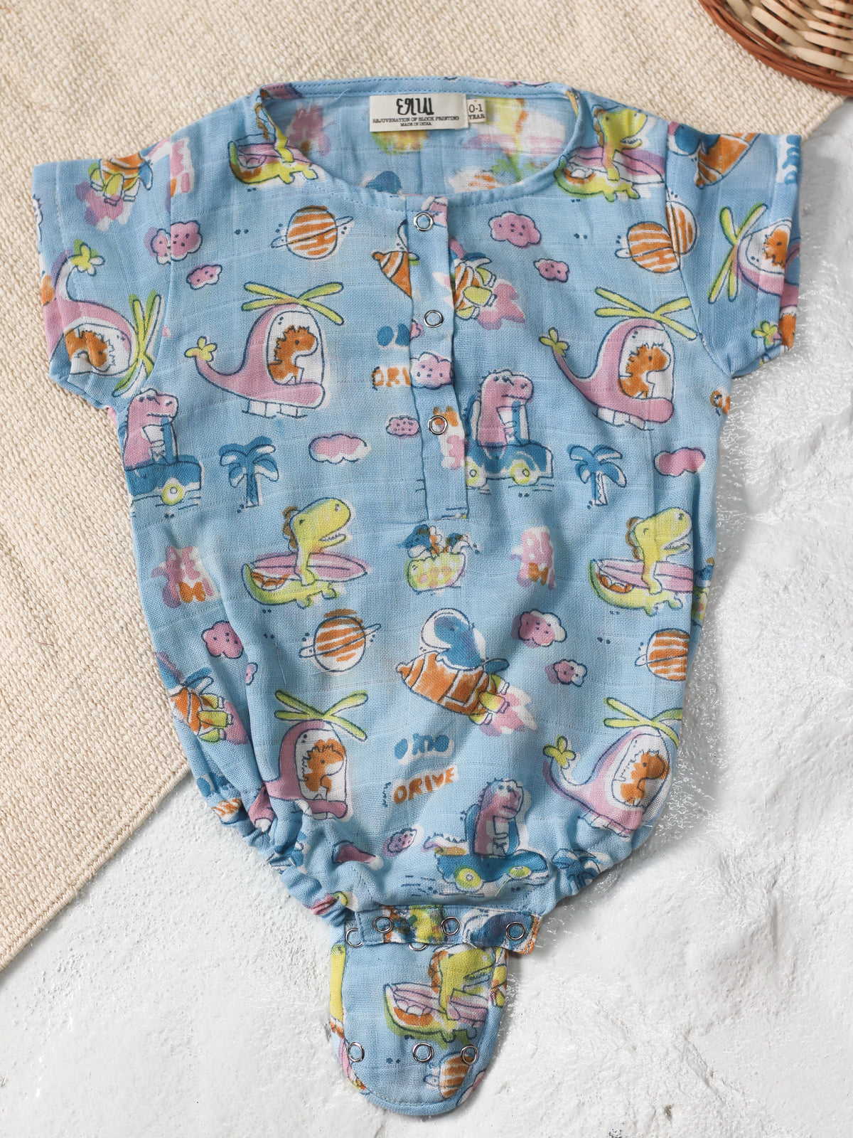 BABY DINO MUSLIN ROMPER