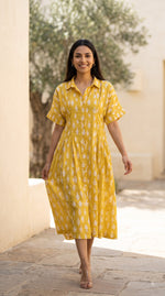Golden Yellow Fish Collar Dress