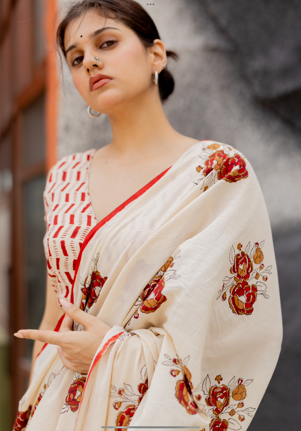 ROSE IVORY – Mul Cotton Saree