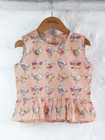 PEACH BIRDS TOP & SHORTS SET